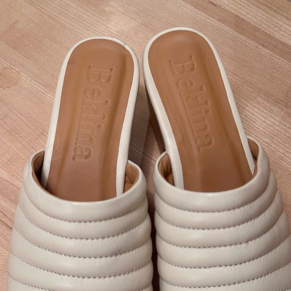 Rare Cream Beklina Ribbed Leather Clogs 10 Worn Once! - Picture 3 of 8